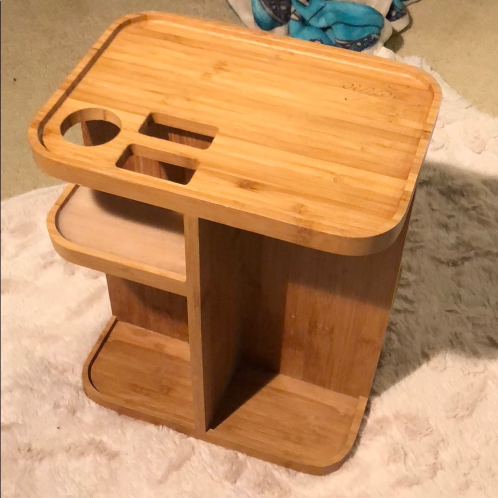 Rotating bamboo makeup organizer